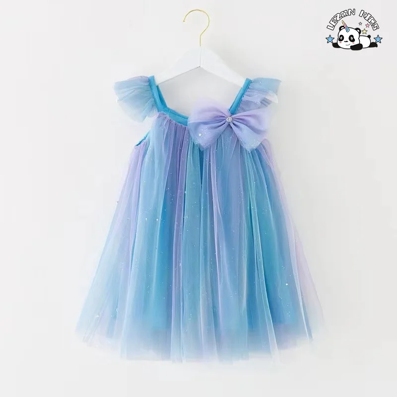 LEZONKIDS - Novo Design atacado de vestidos de tule macio sem mangas para meninas de 2 a 14 anos